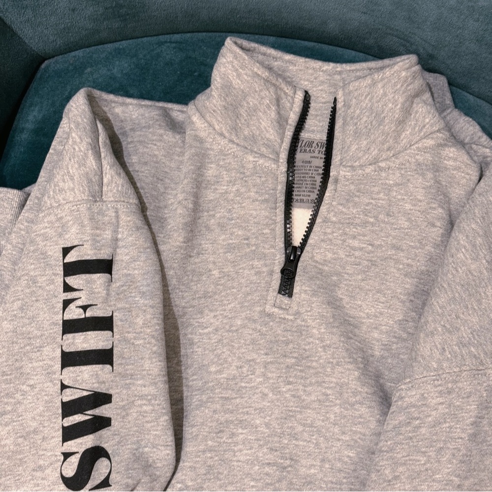 *RARE*Gray Quarter Zip The Eras Tour Taylor Swift Tortured Poets Department TTPD - Picture 2 of 5